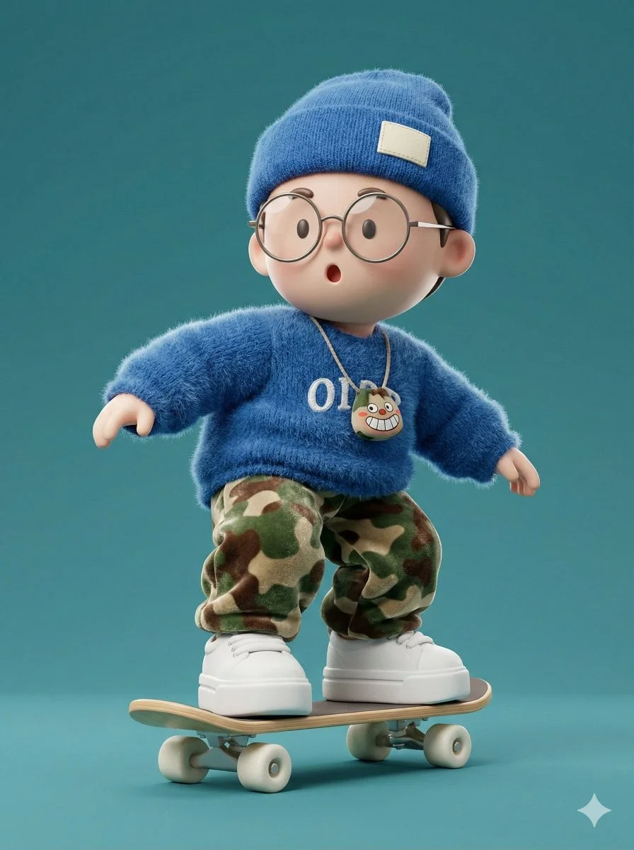 A high-fidelity 3D character render of a cute stylized