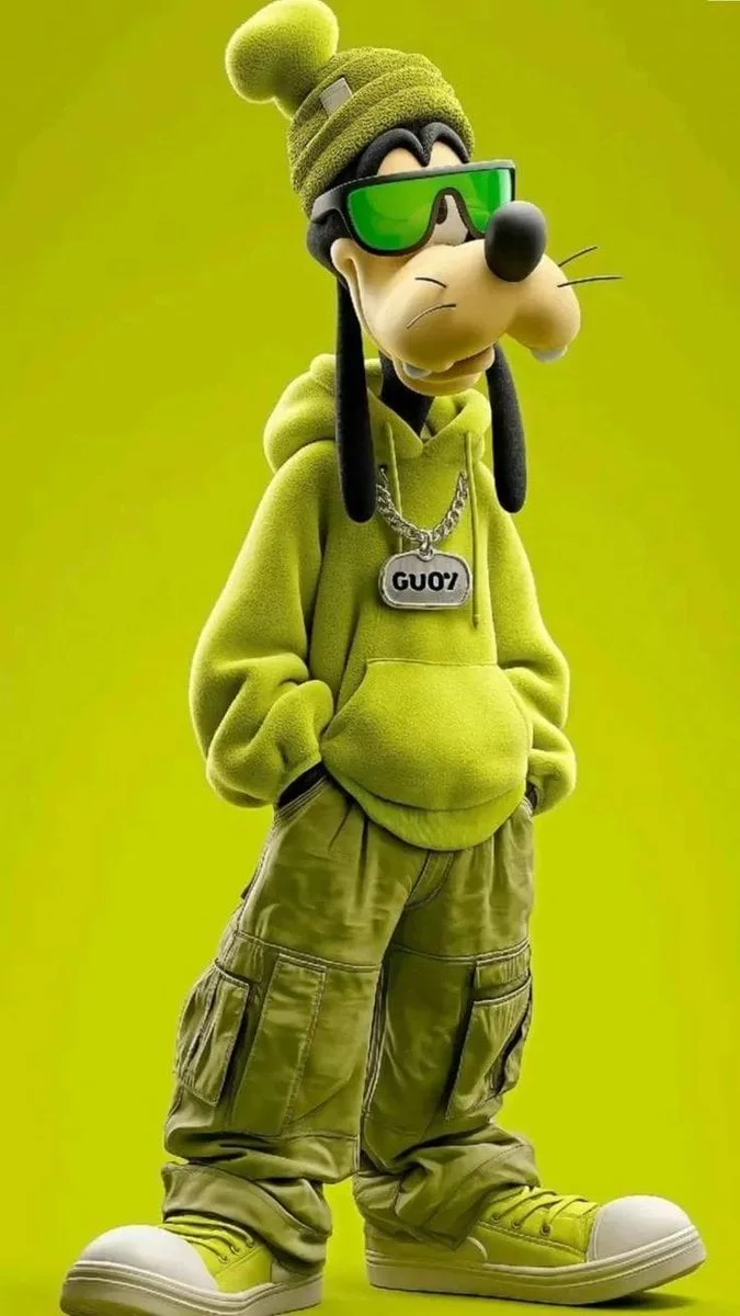 Full-body 3D stylized anthropomorphic cartoon dog