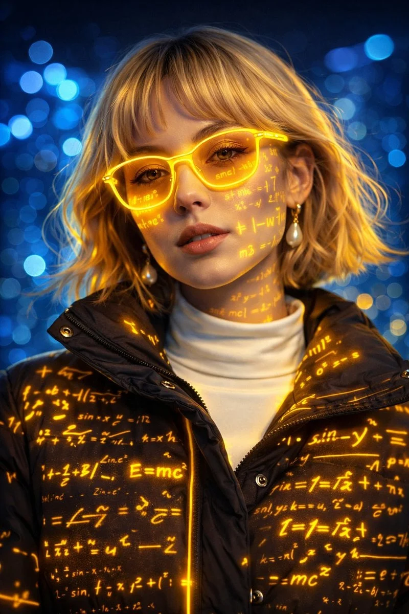 A futuristic cyber-aesthetic portrait of a young woman