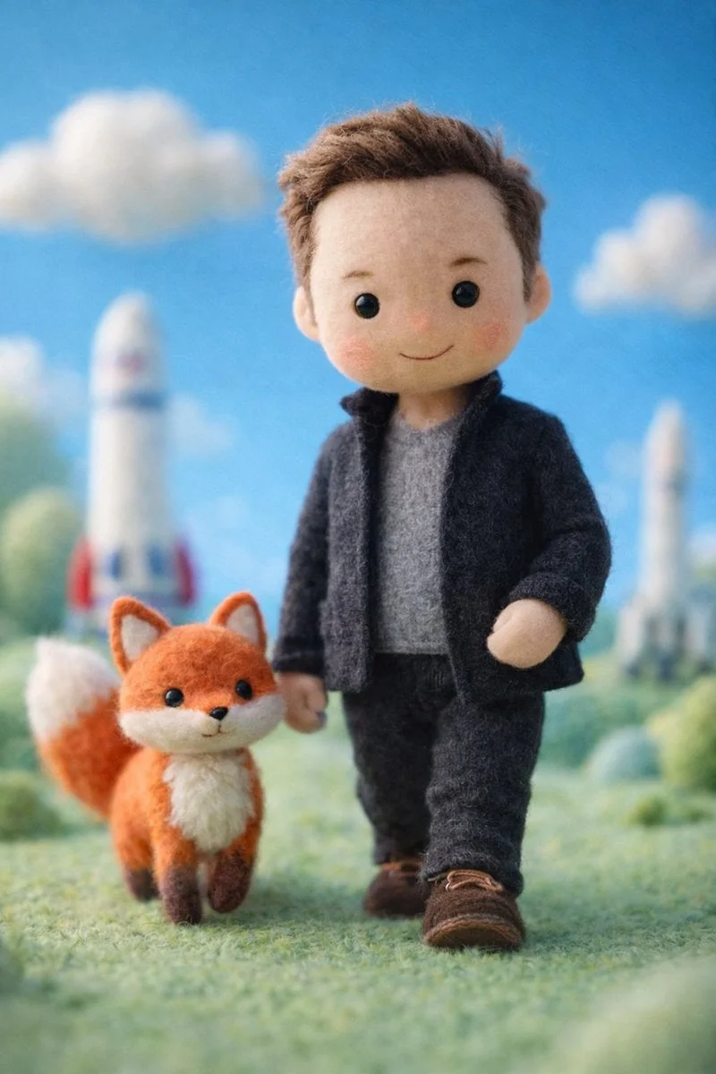 A handcrafted felt miniature illustration of Celebrity