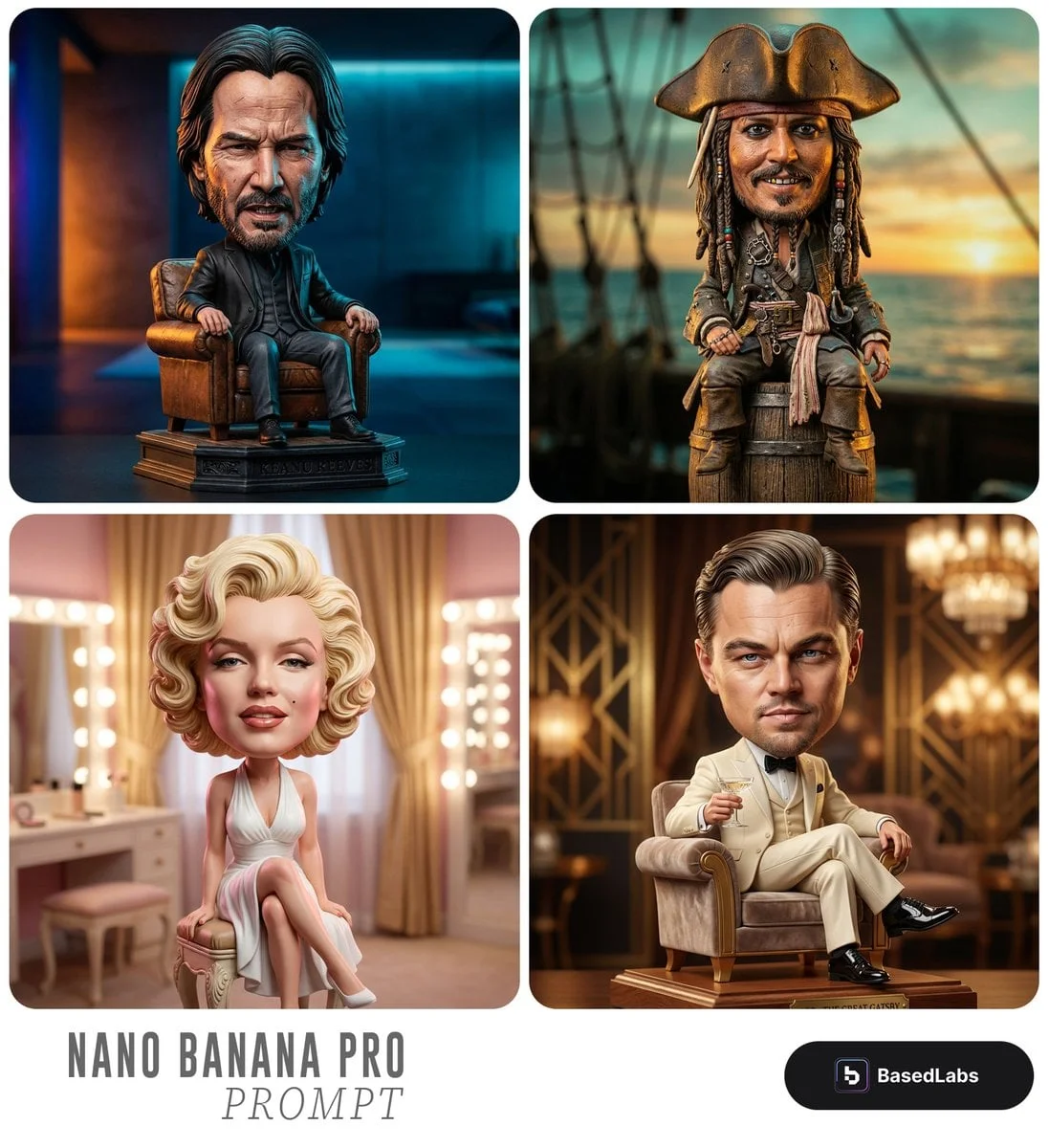 Highly detailed caricature figurine of SUBJECT as a