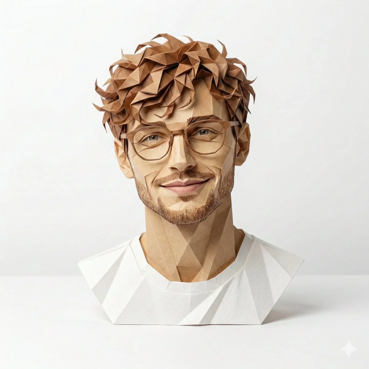 A hyper-detailed origami-style version of a person