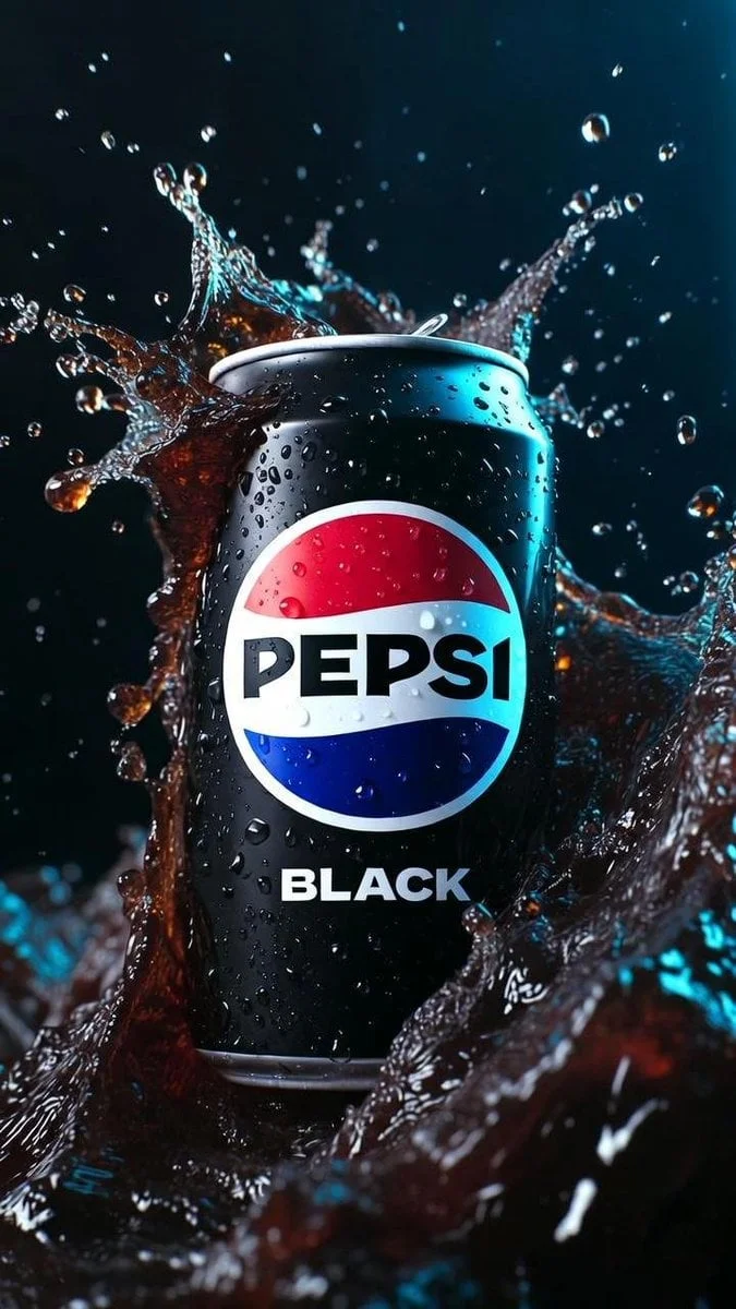 Hyper-realistic cinematic product photograph of a Pepsi