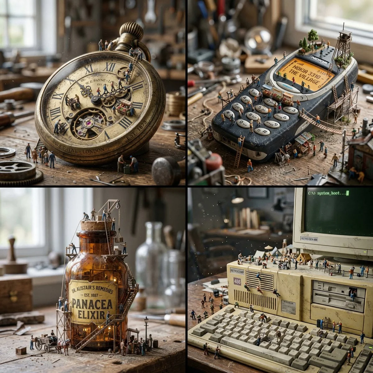 Create a hyper-realistic macro photograph of a miniature