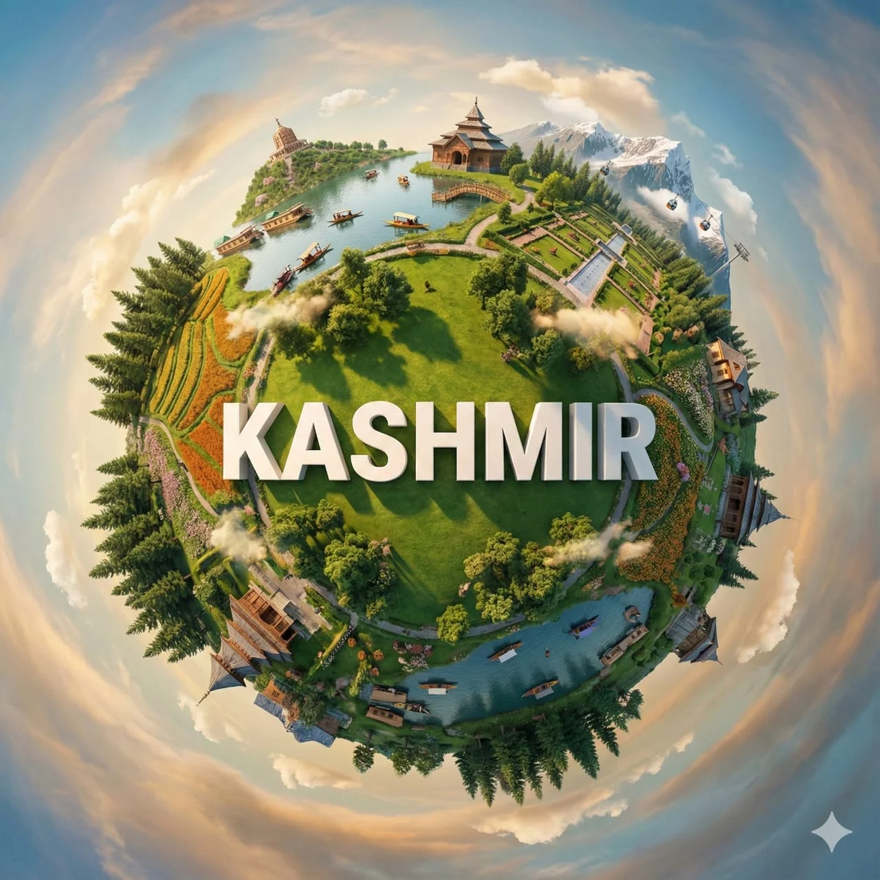 Create a hyper-realistic miniature planet showcasing