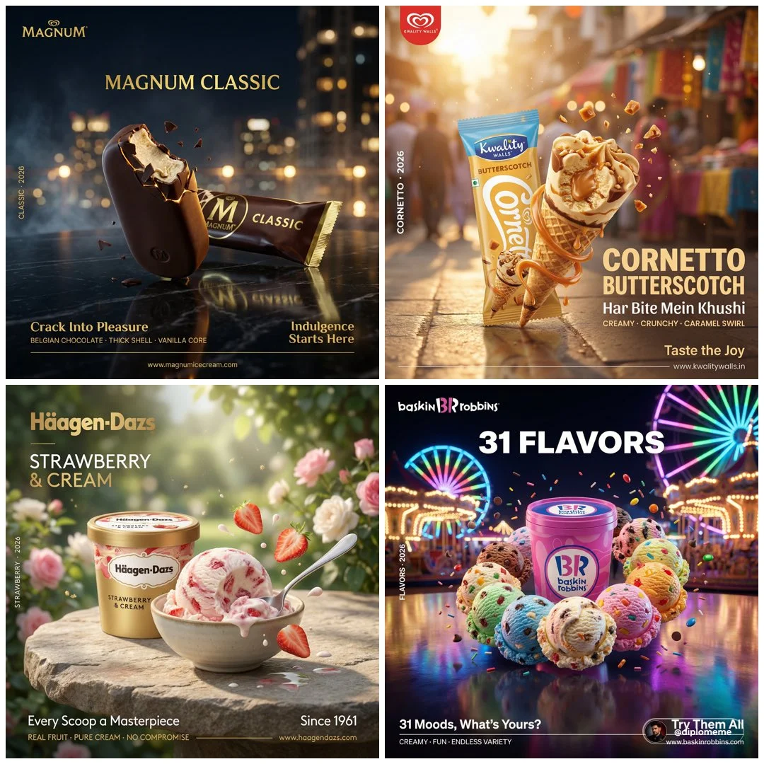 Hyper-realistic professional FMCG ice cream commercial