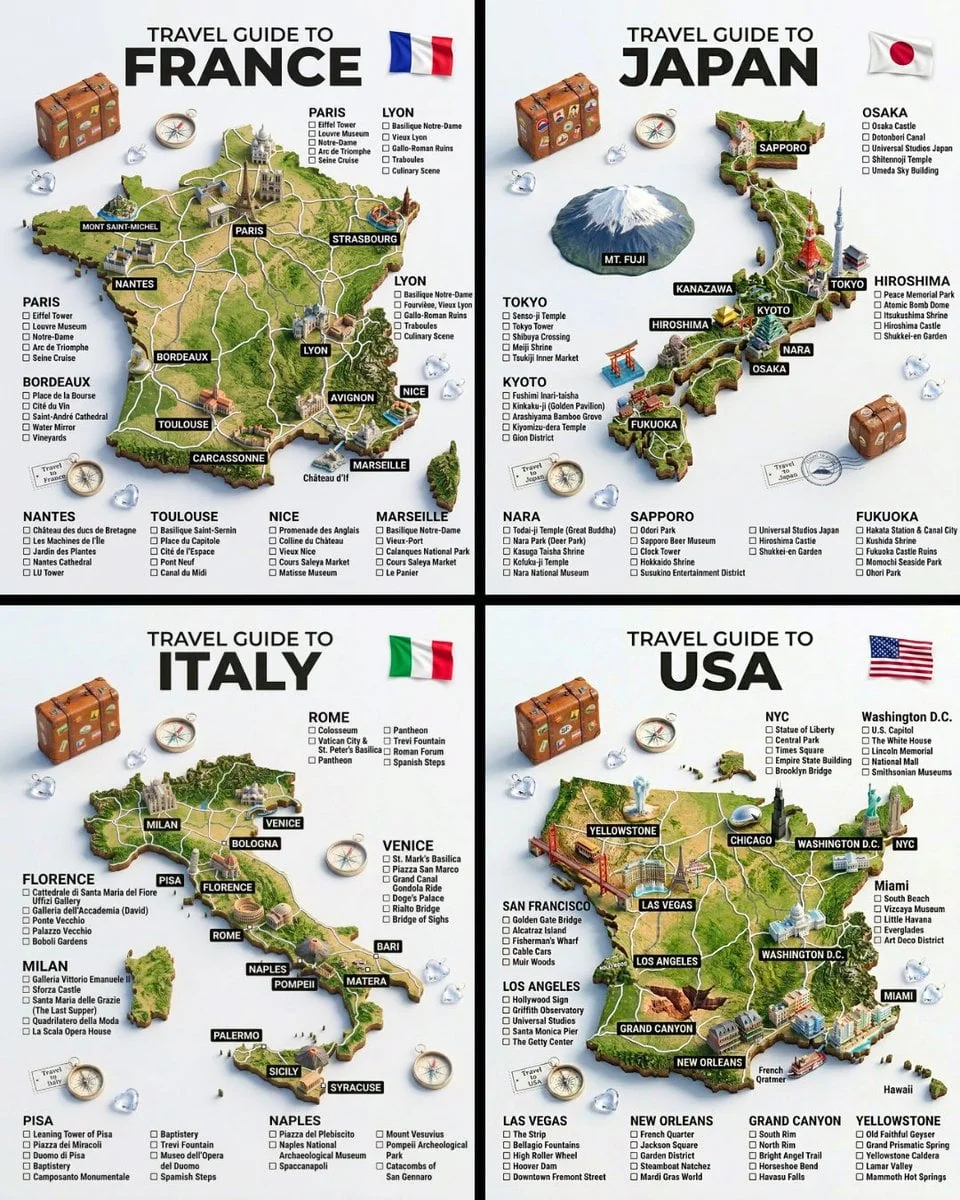 A Hyper-Realistic 3D Travel Guide Infographic Poster for COUNTRY