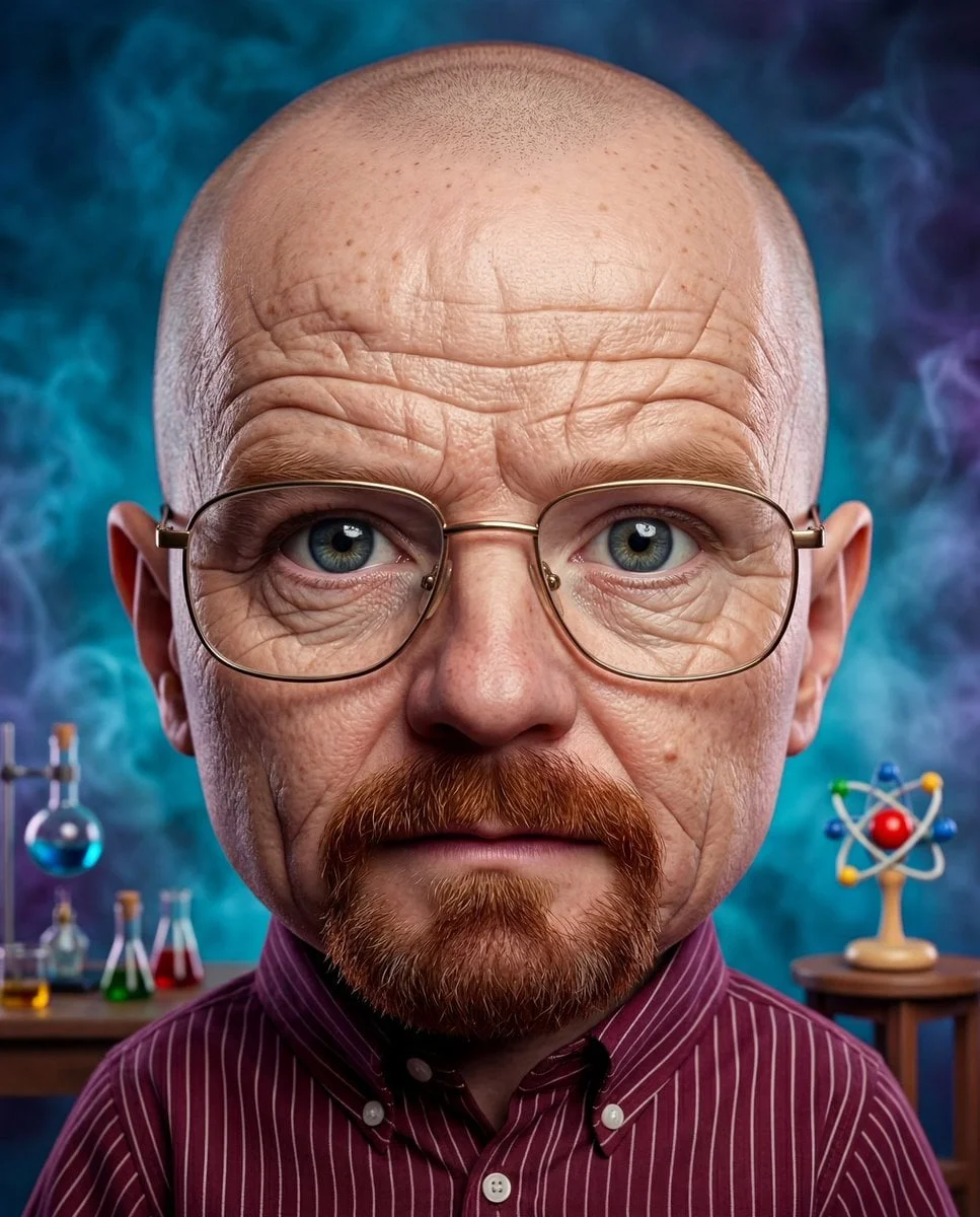 Hyperrealistic baby image in a caricature style with