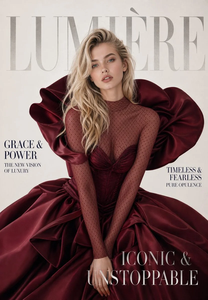 A luxury high-fashion magazine cover