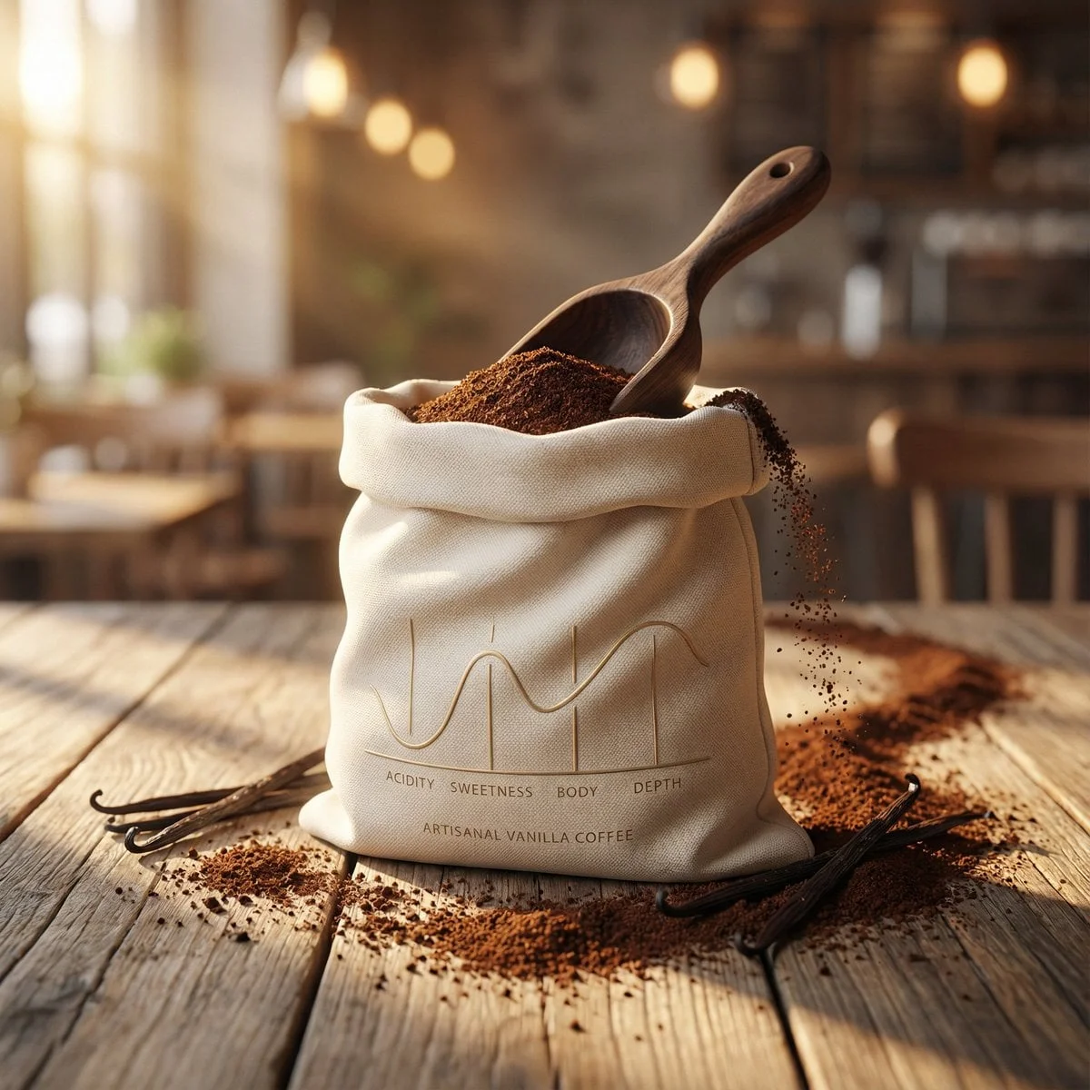 Luxury product photography of artisanal vanilla ground