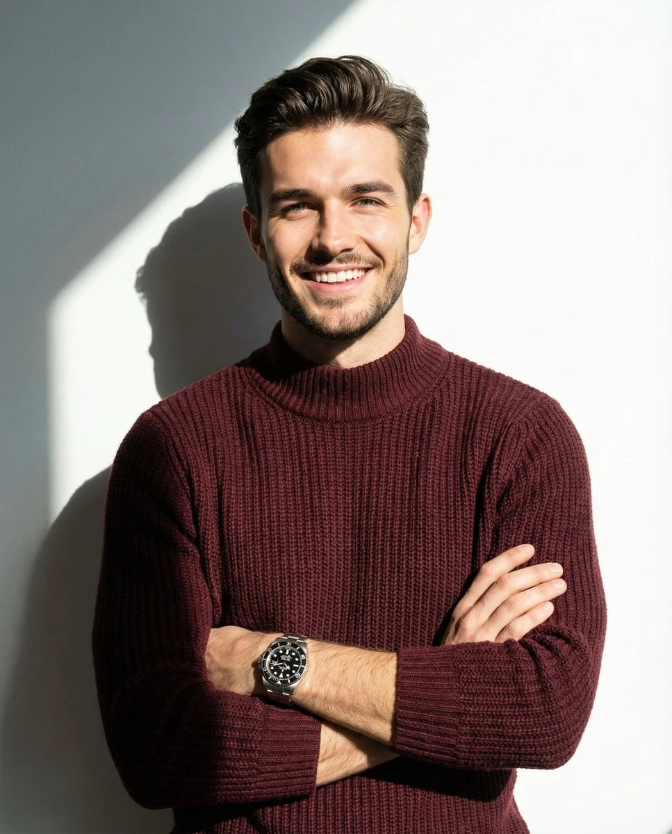 A man smiling and posing with his arms crossed wearing