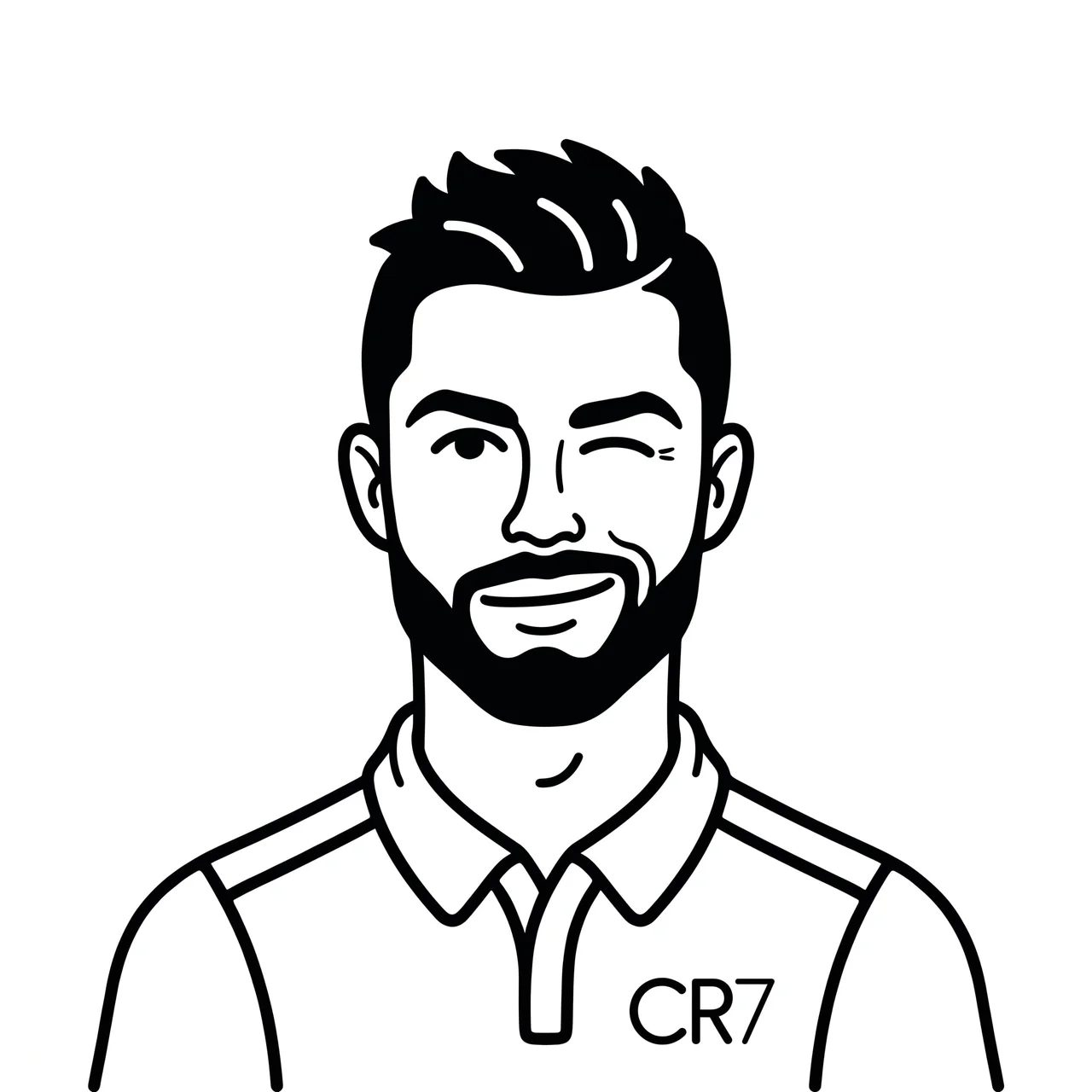 Create a minimalist black and white flat vector portrait