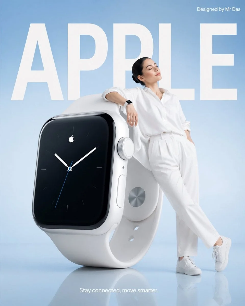 Minimalist commercial ad featuring oversized white