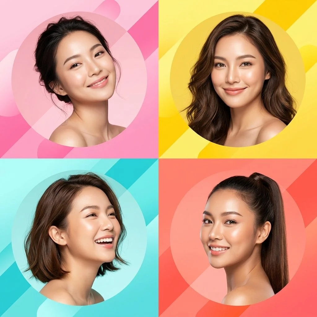 Ultra-modern high-end skincare advertising collage