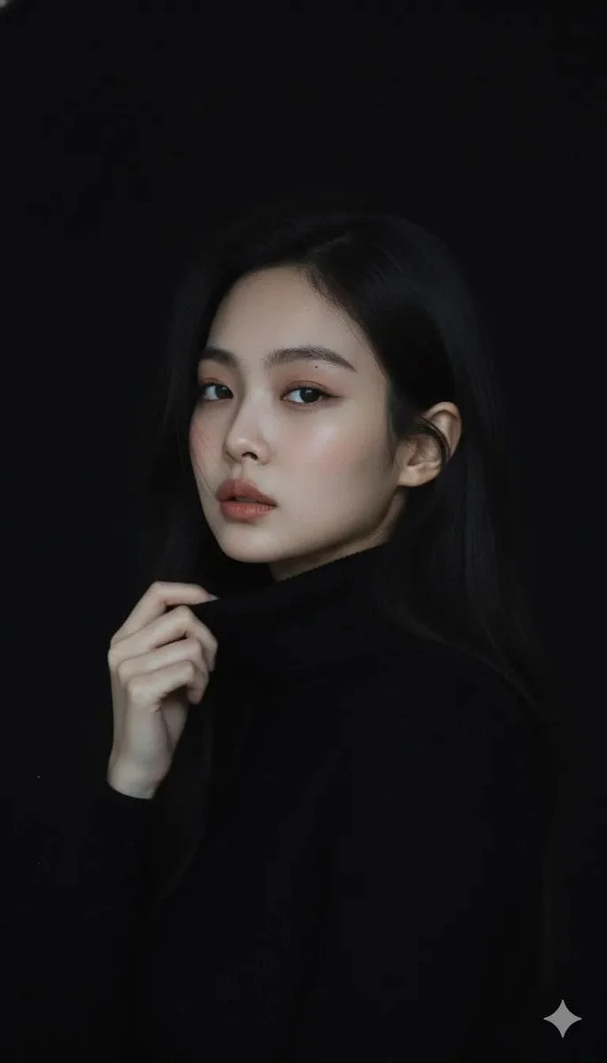 Moody cinematic portrait of a young woman with clear