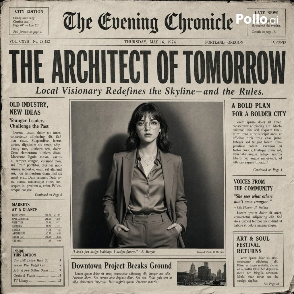 Create the most realistic front page design of a vintage