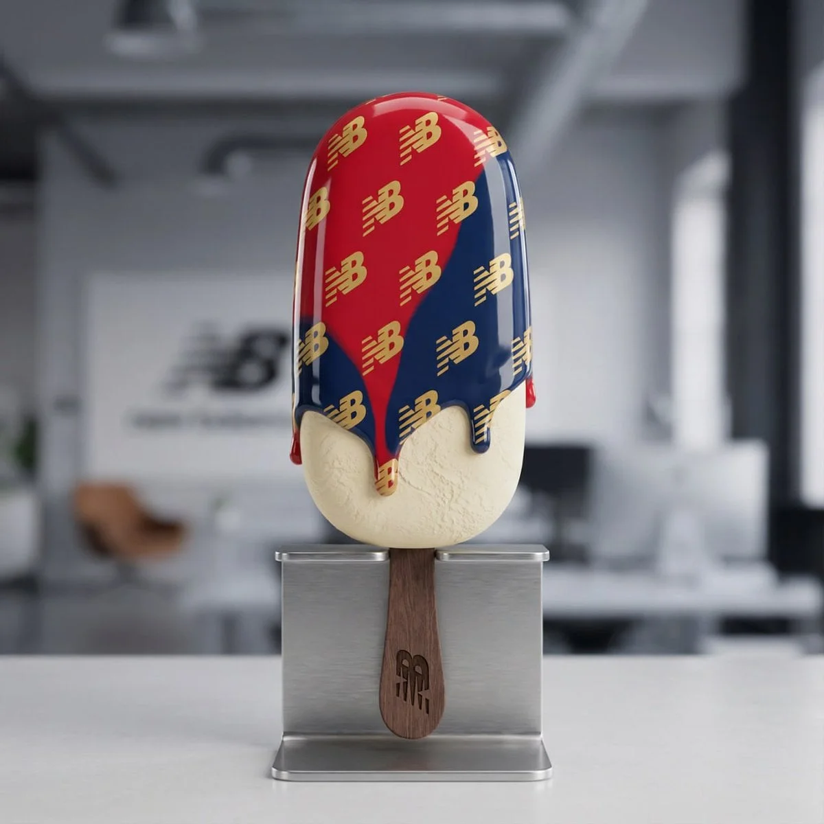 A perfectly vertical hyper-realistic 3D popsicle by