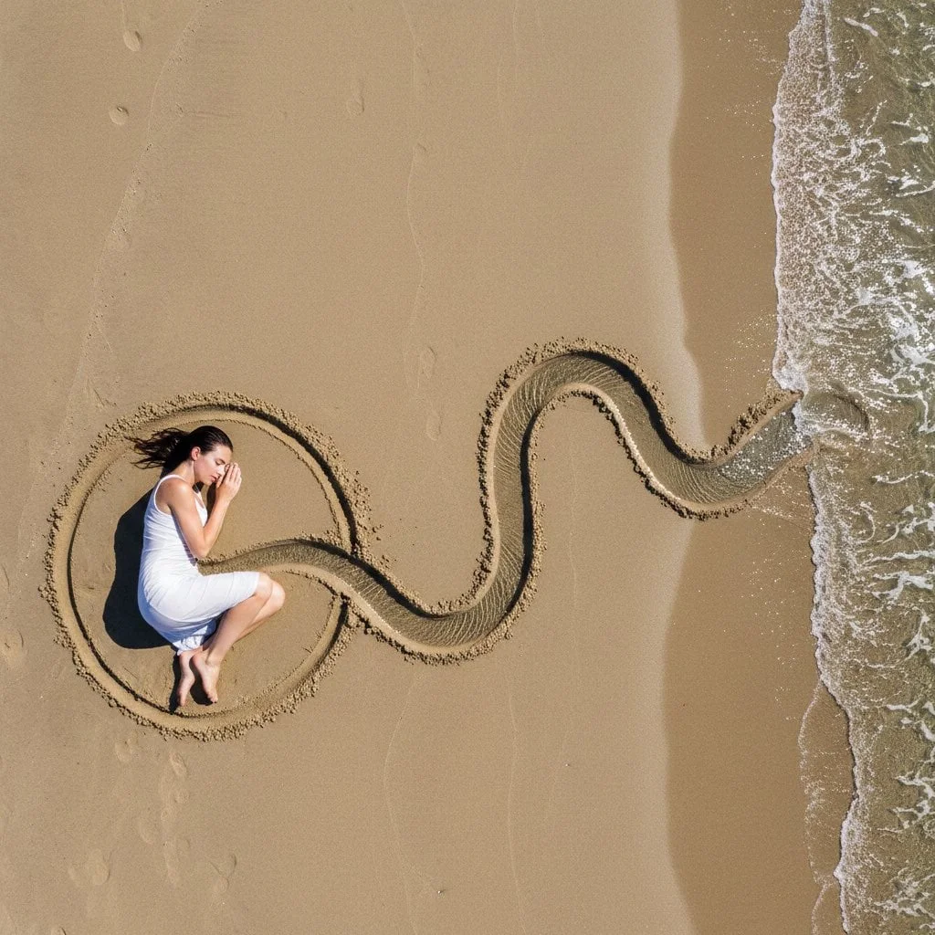 intent summary Land art photography of a woman con