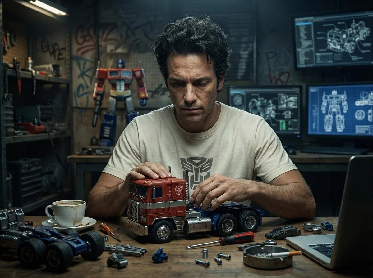 title Optimus Prime Toy Assembly Workshop style Hy
