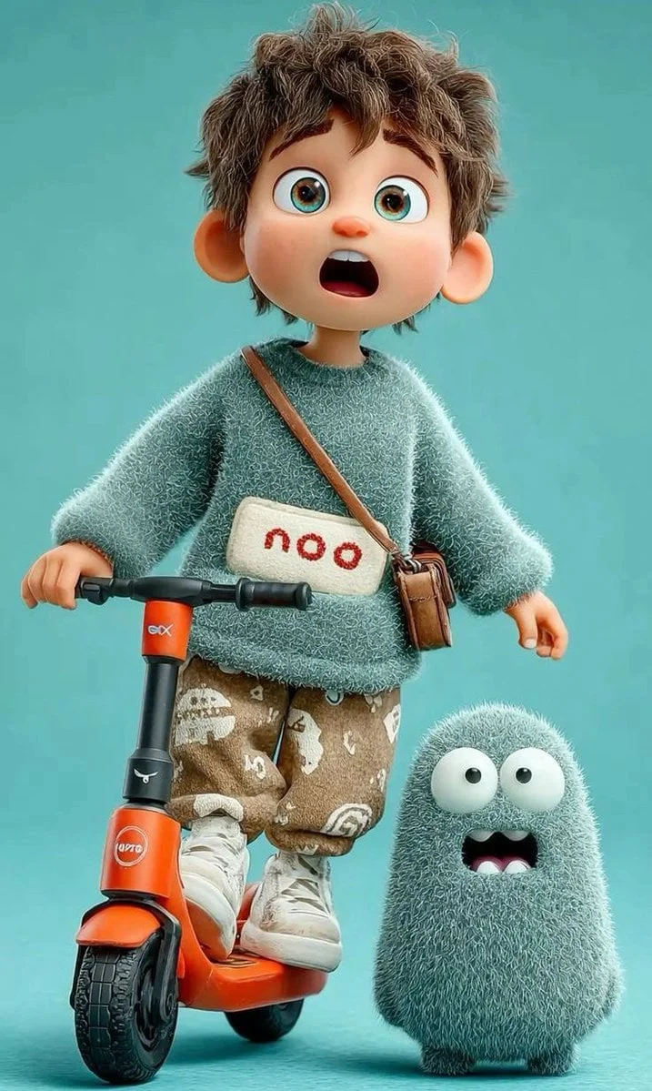 3D Pixar-style animated child character cute young boy