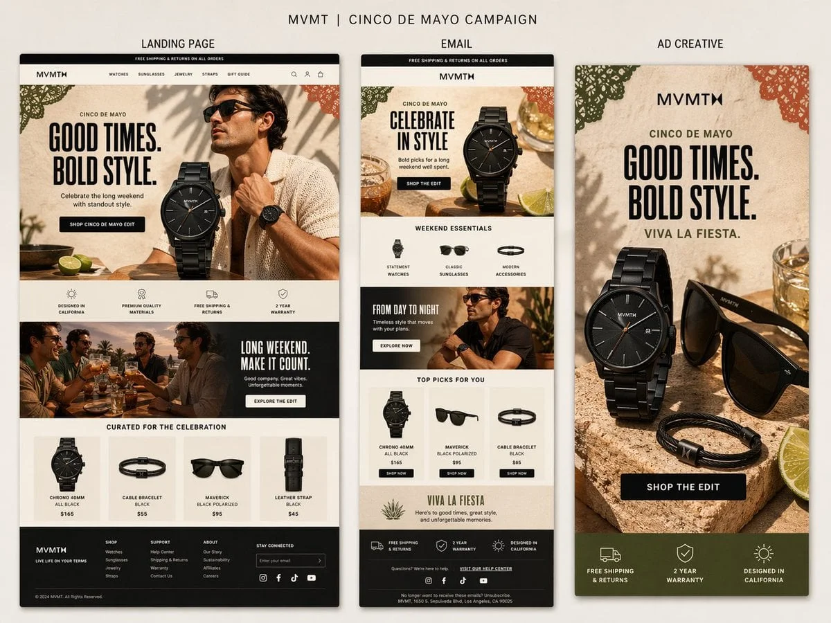 Create a premium presentation-style campaign board for