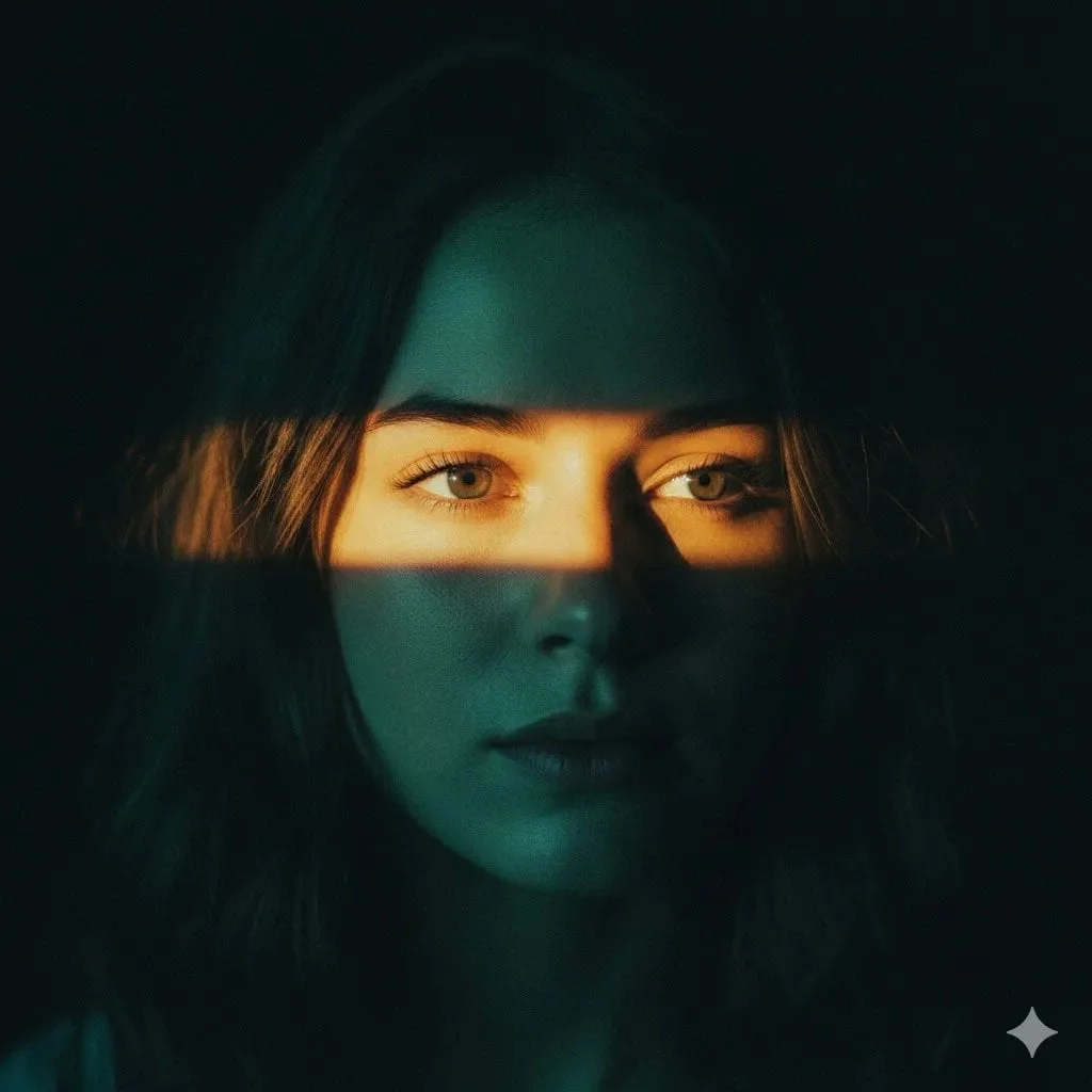 Ultra-realistic cinematic portrait of a young woman with