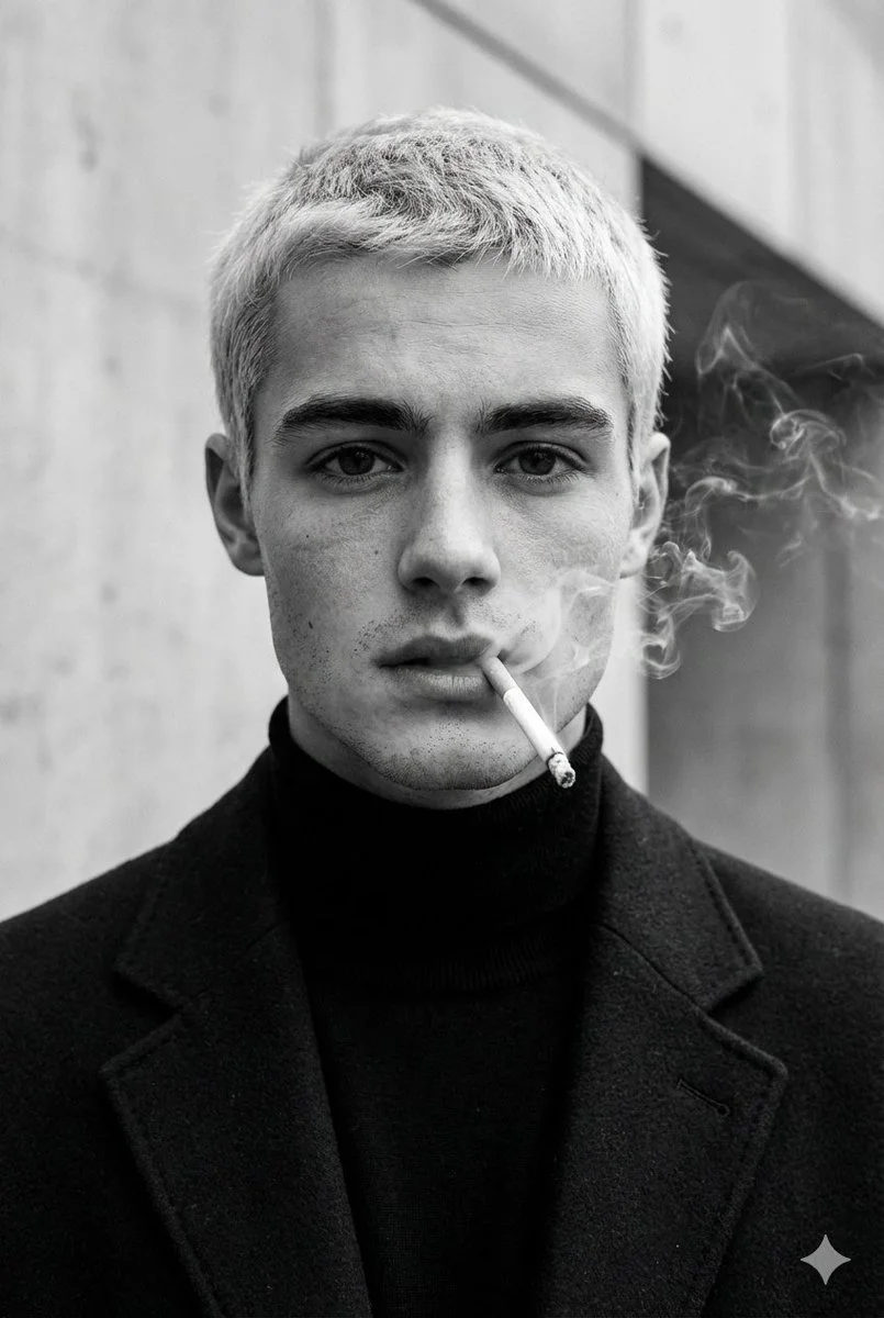 Ultra-realistic fashion black and white portrait of a