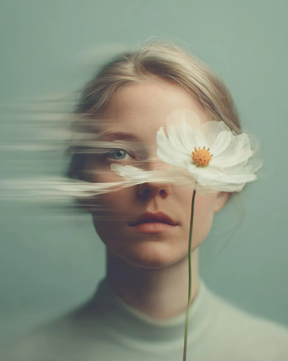 Ultra-realistic fine-art portrait of a young woman with