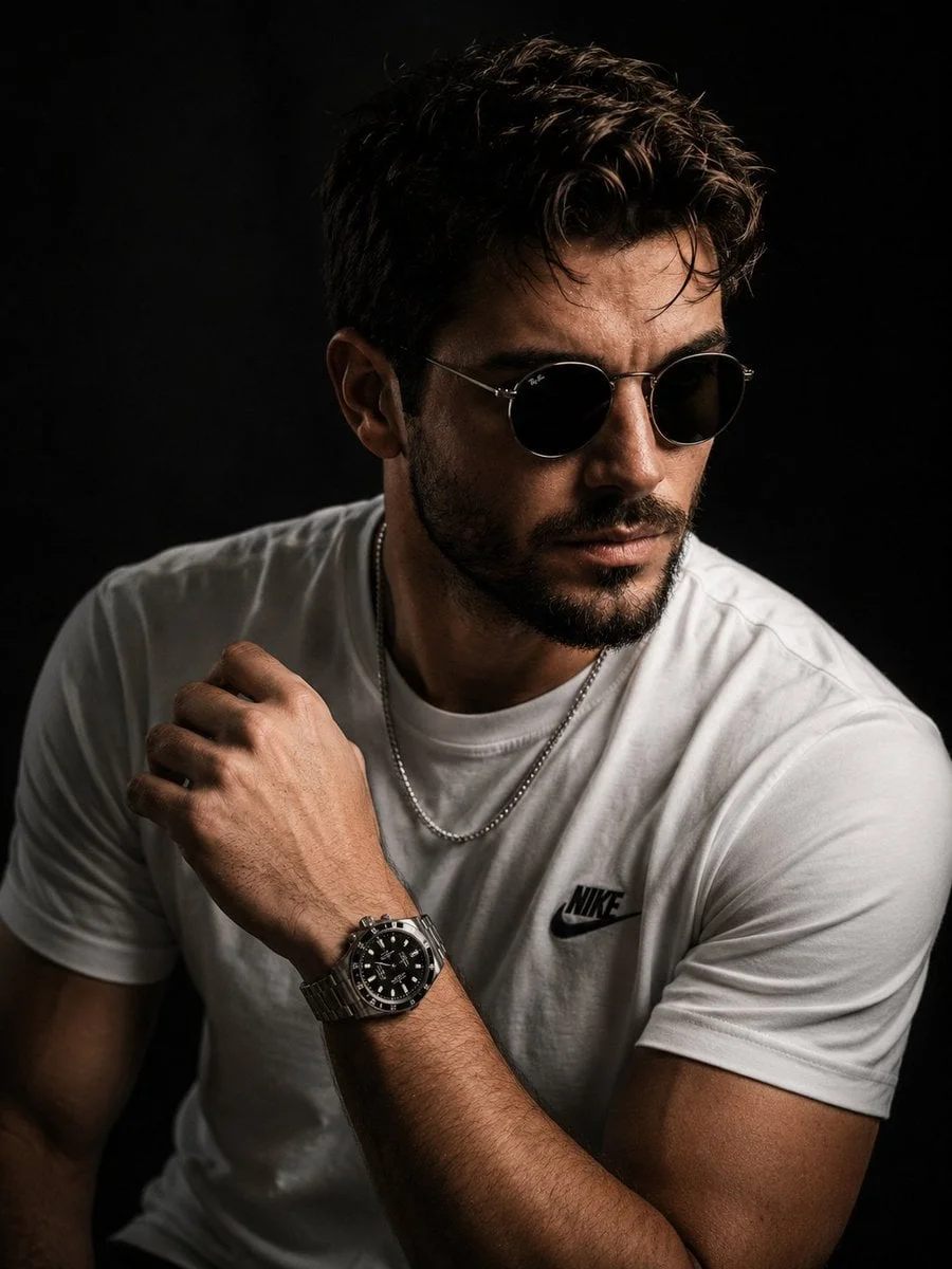 Ultra-realistic luxury male portrait inspired by a