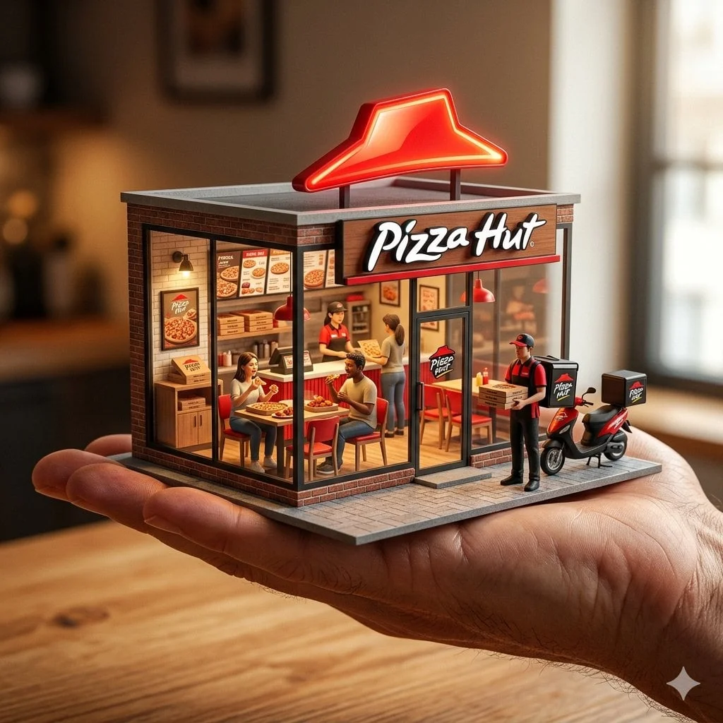 An ultra-realistic miniature YOUR BRAND showroom