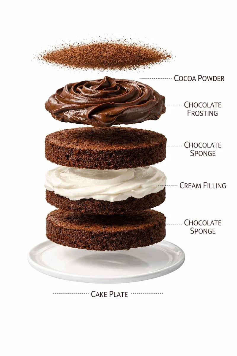 Ultra-realistic premium food photography of a layered