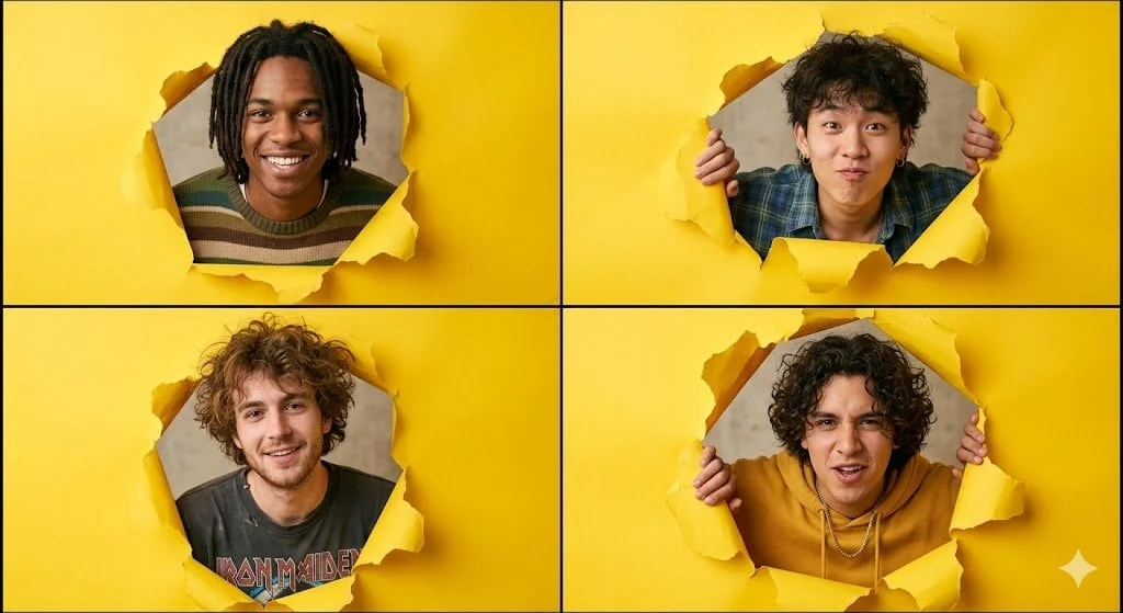 A high-resolution 2x2 grid collage of four individual