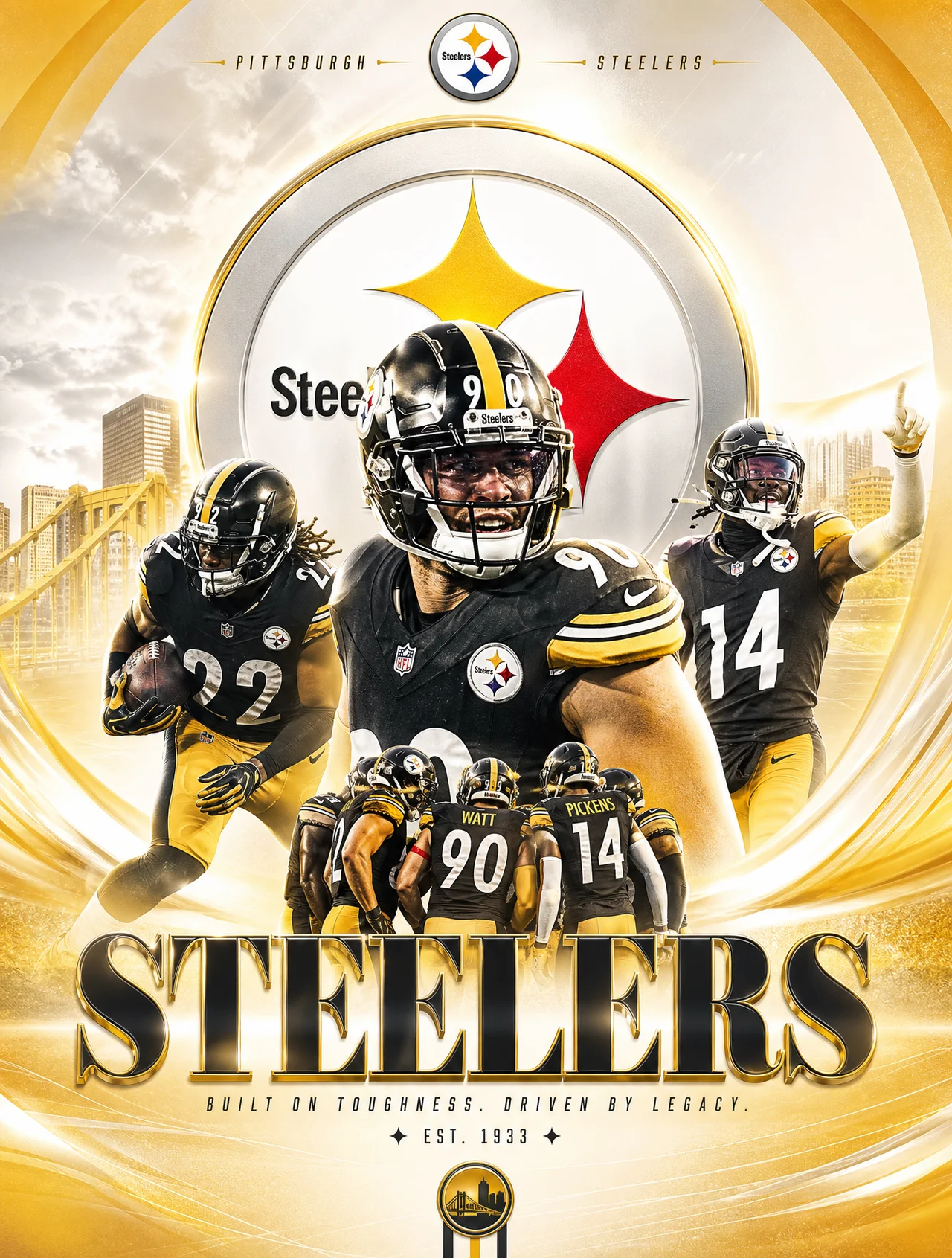 Tạo Lại Đẹp Hơn,sang Trọng Phù Hợp Đội Steelers,tone Sáng,vàng