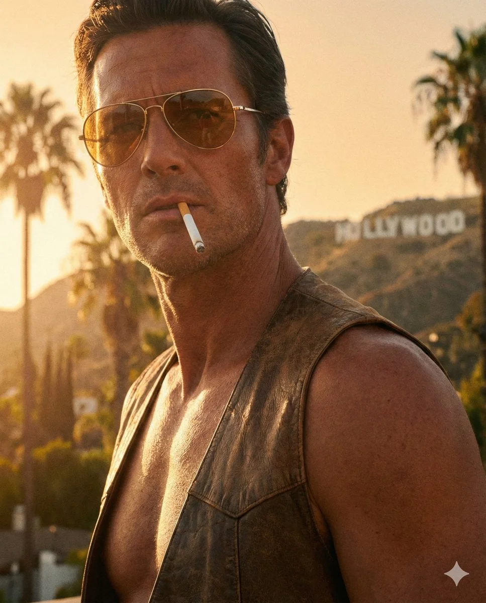 Shirtless male subject hyper-realistic skin texture