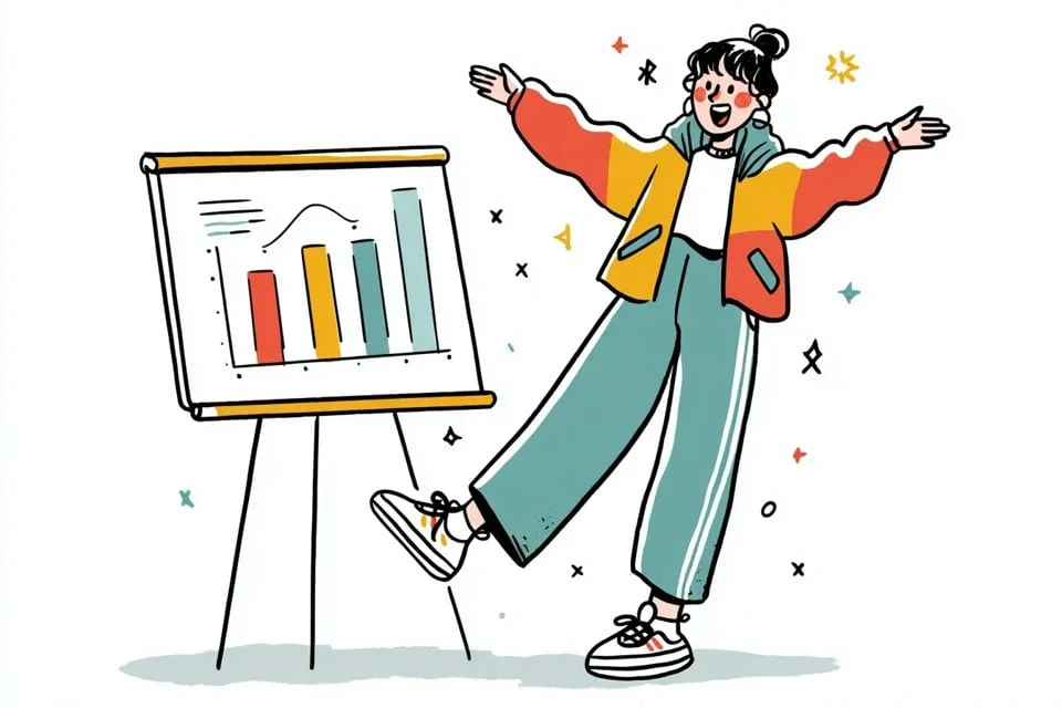A Simple Illustration of a Subject in Outfit, Doing Action