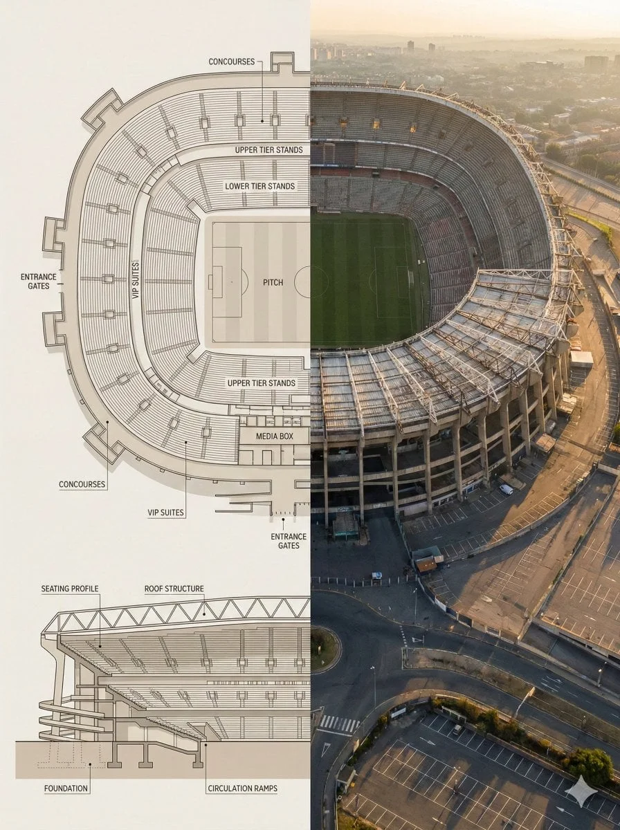 Split composition image left and right halves clearly