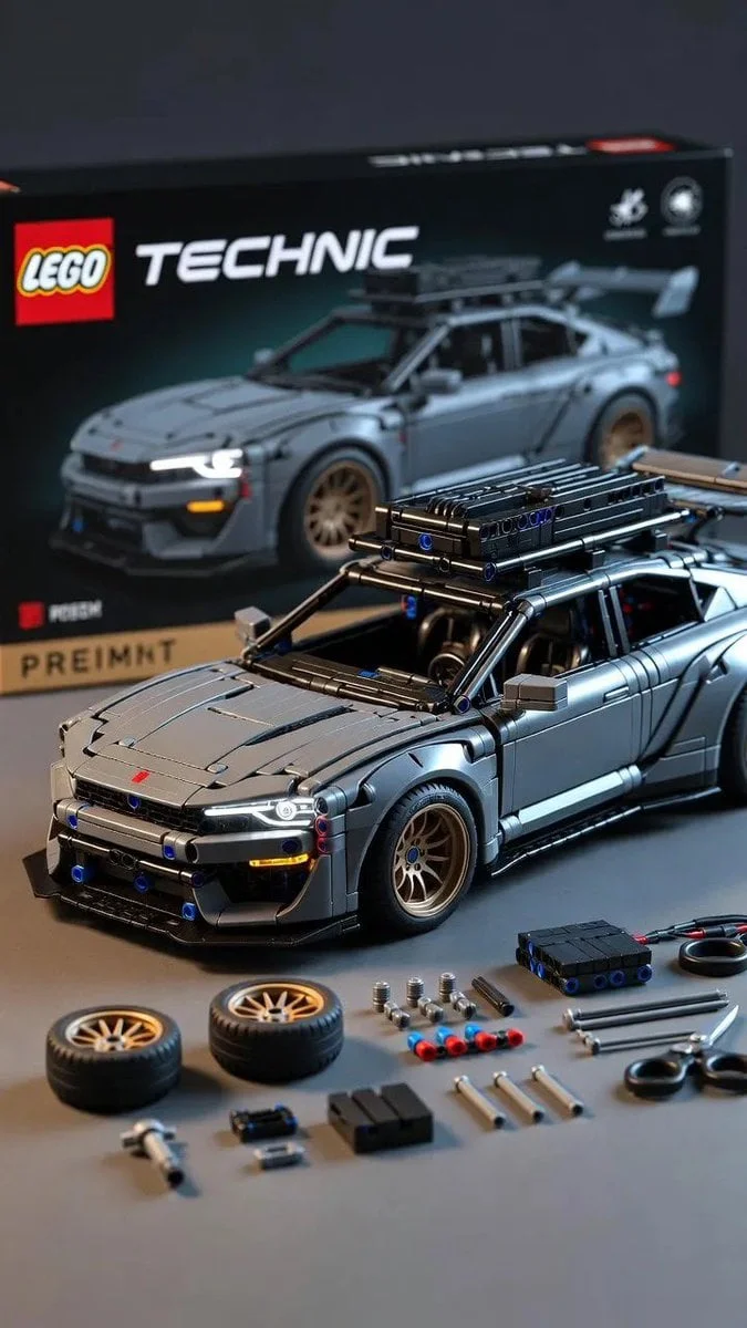 Ultra-detailed studio product render of a LEGO Technic