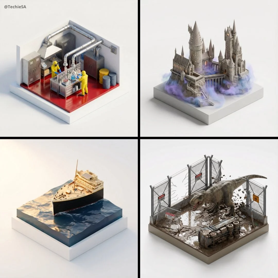 Stylized ultra high-fidelity 3D isometric miniature