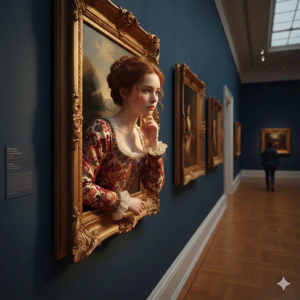 A surreal ultra-realistic scene of a young woman