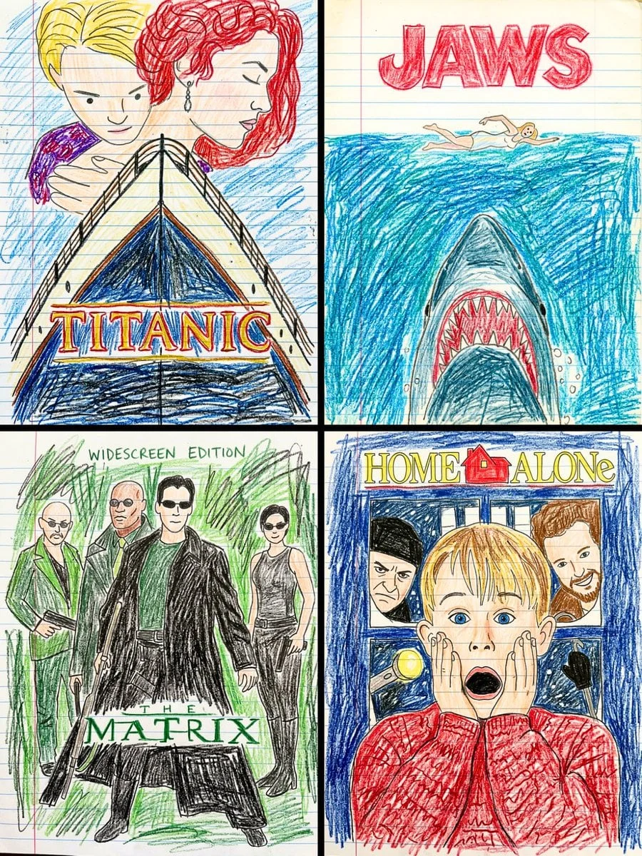 Transform this movie poster into a child s crayon