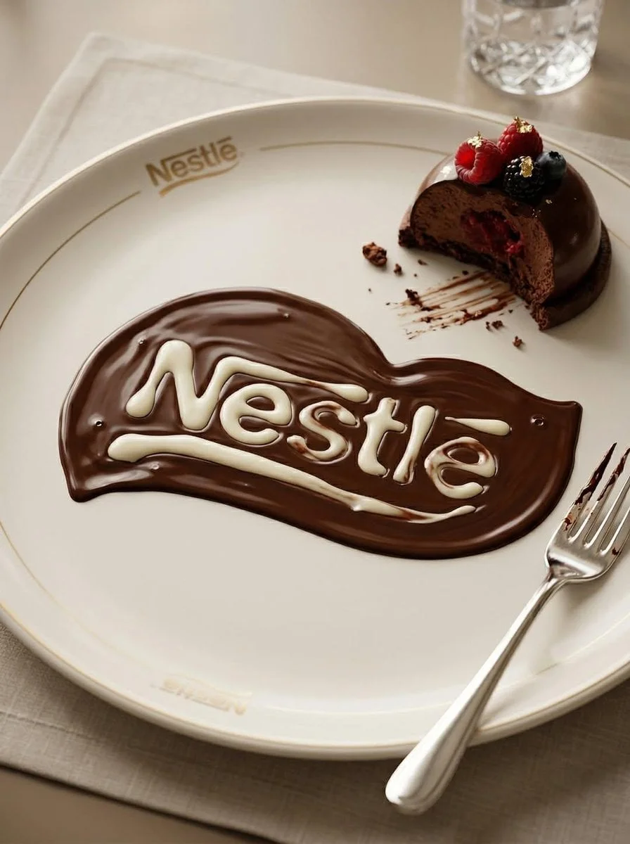 Transform the uploaded logo into a realistic dessert