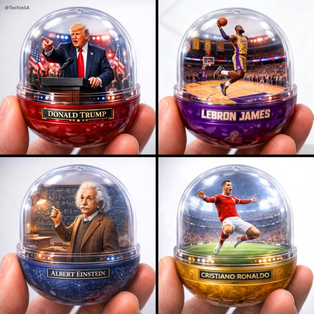 A detailed transparent gashapon capsule diorama held