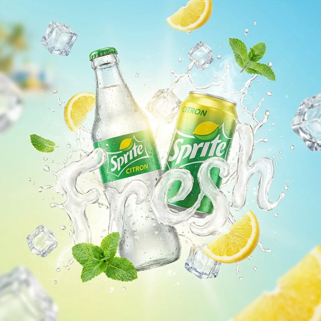 A vibrant high-end advertising visual of a PRODUCT