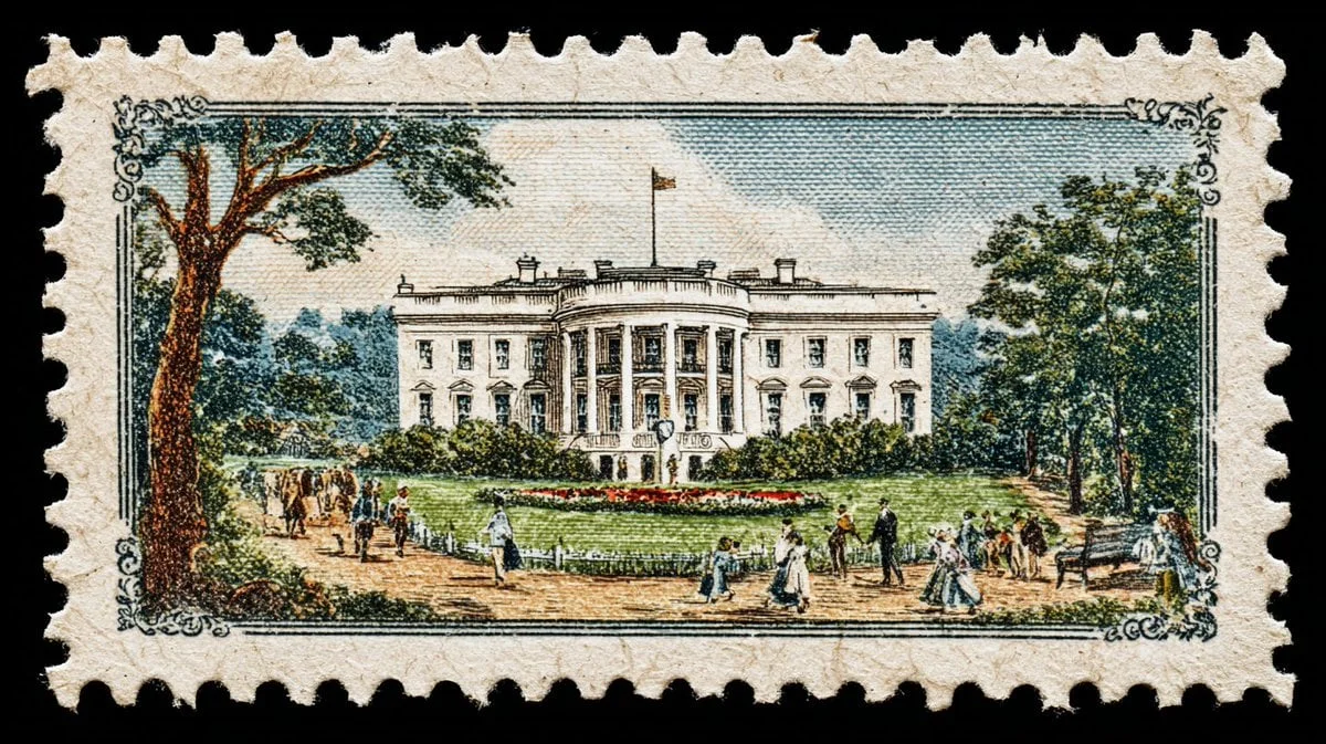 a vintage postage stamp depicting iconic monument of a