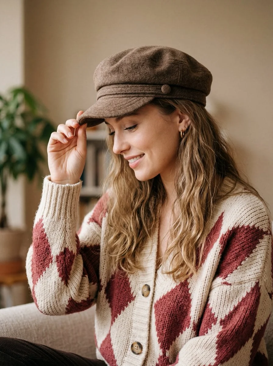 A warm cozy and high-quality portrait of a young woman