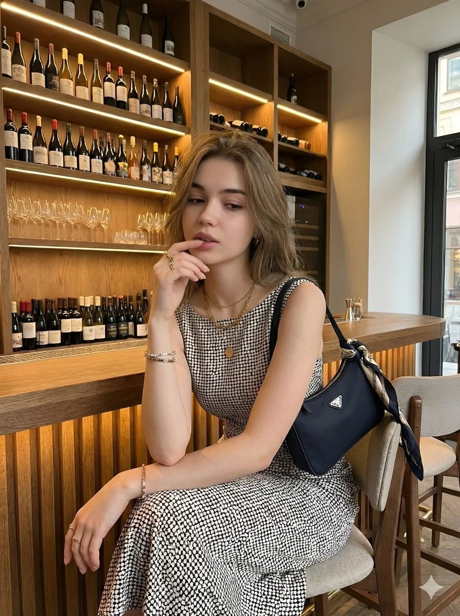 Young beautiful woman with long wavy hair elegant